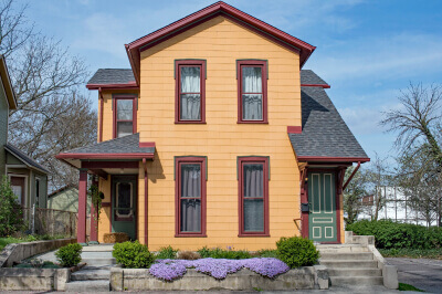 Exterior of a multi-family home that provides separate living spaces for multiple families.