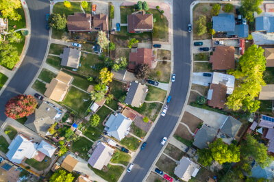 A neighborhood with houses