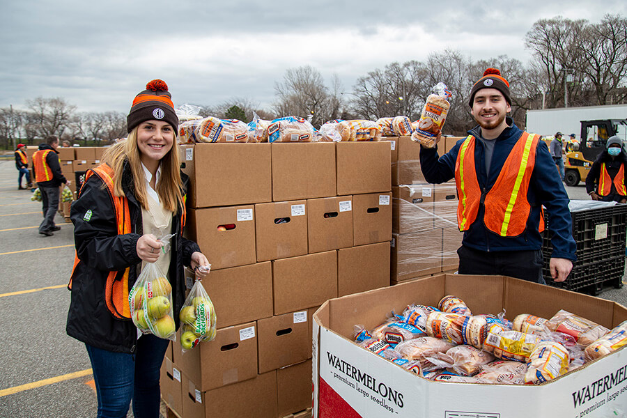 CCM employees preparing food for the Cleveland Food Banks