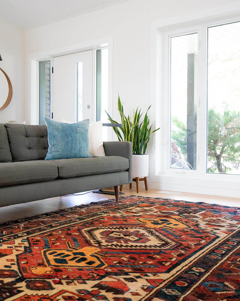 A family room staged for potential homebuyers